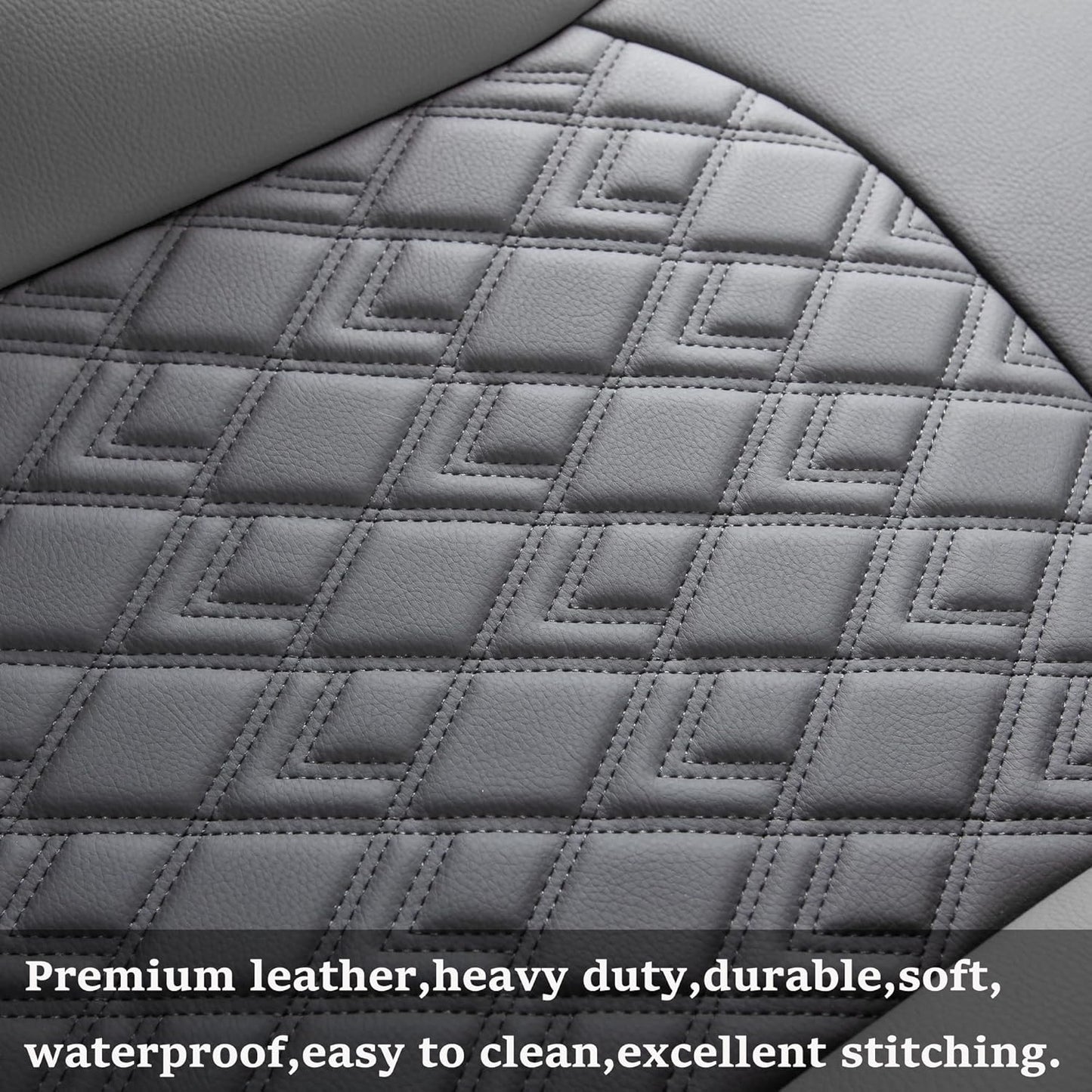JOJOBAY Chevy Silverado Seat Covers,Leather Seat Covers for GMC Sierra,Custom Fit 2007-2025 1500 2500HD 3500HD Crew Double Extended Regular Cab,LT LZT RST Trail Boss(Front Pair,Black)