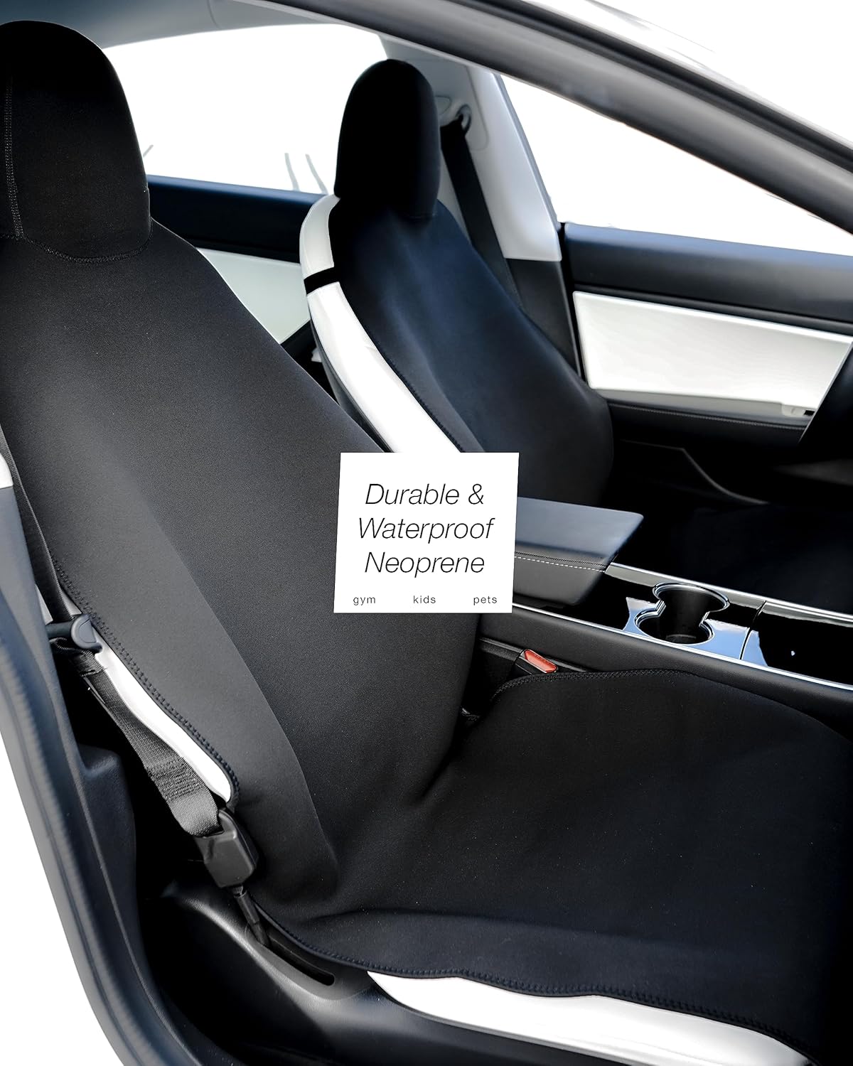 EVNV Tesla Model 3 Seat Covers 2023 - Waterproof Tesla Seat Covers Protect Your Front Seats - Fits 2018-2023 Model 3, Black 2-Pack