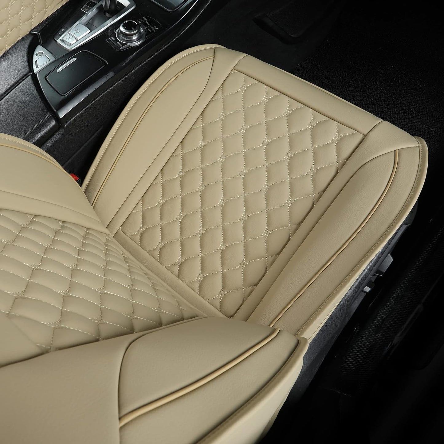 Vankerful Car Seat Covers for Driver and Passenger Seat,Universal Fit for Most Cars,SUV,Sedans and Pick-up Trucks (Beige)