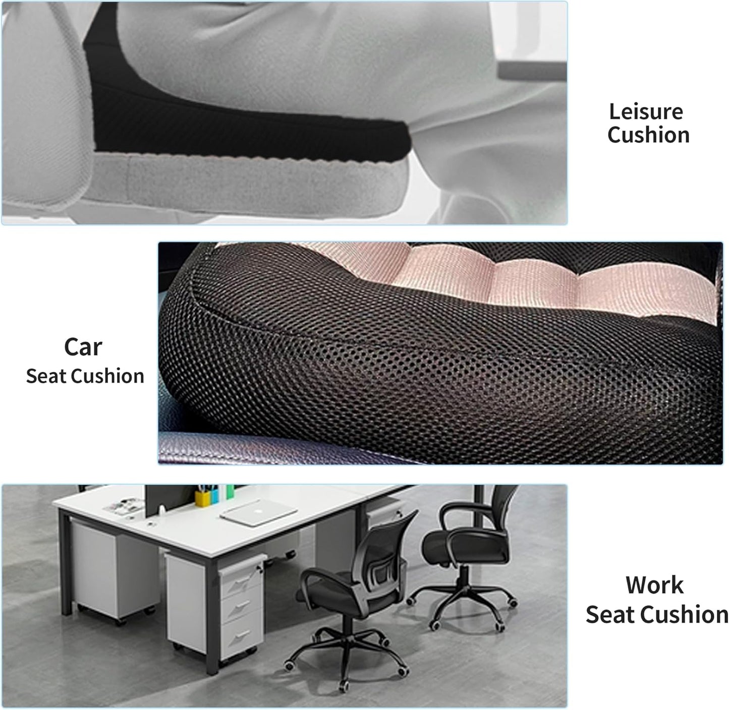 runfider Black Universal Booster seat Cushion Portable Design Breathable mesh Design Improve Vision Improve Sitting Posture Stress Relief Driving Office Family Outdoor Universal Cushion