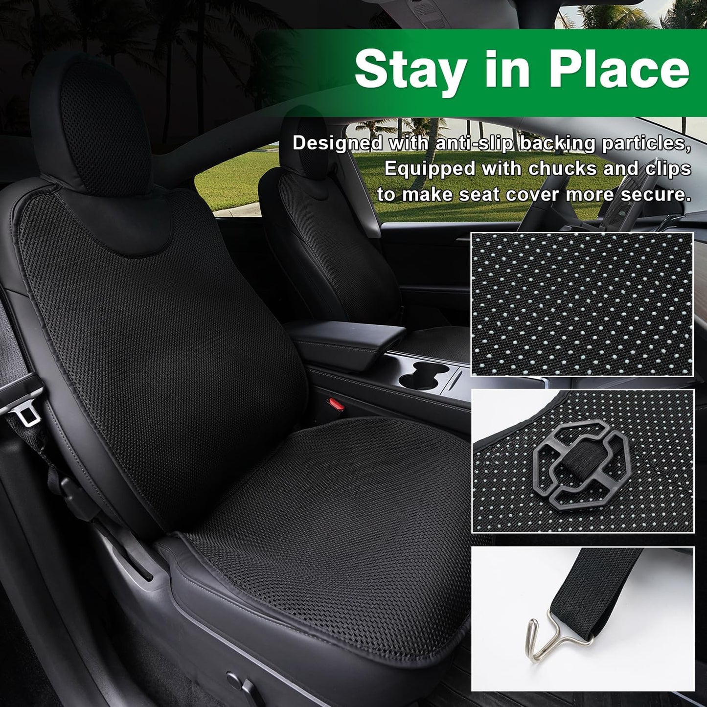 Shademax Car Seat Cover for Tesla Model 3 2017-2024/ Model Y 2020-2025 Accessories Front Car Seat Protector Breathable Comfortable Tesla Seat Cover Protector Black 2PCS