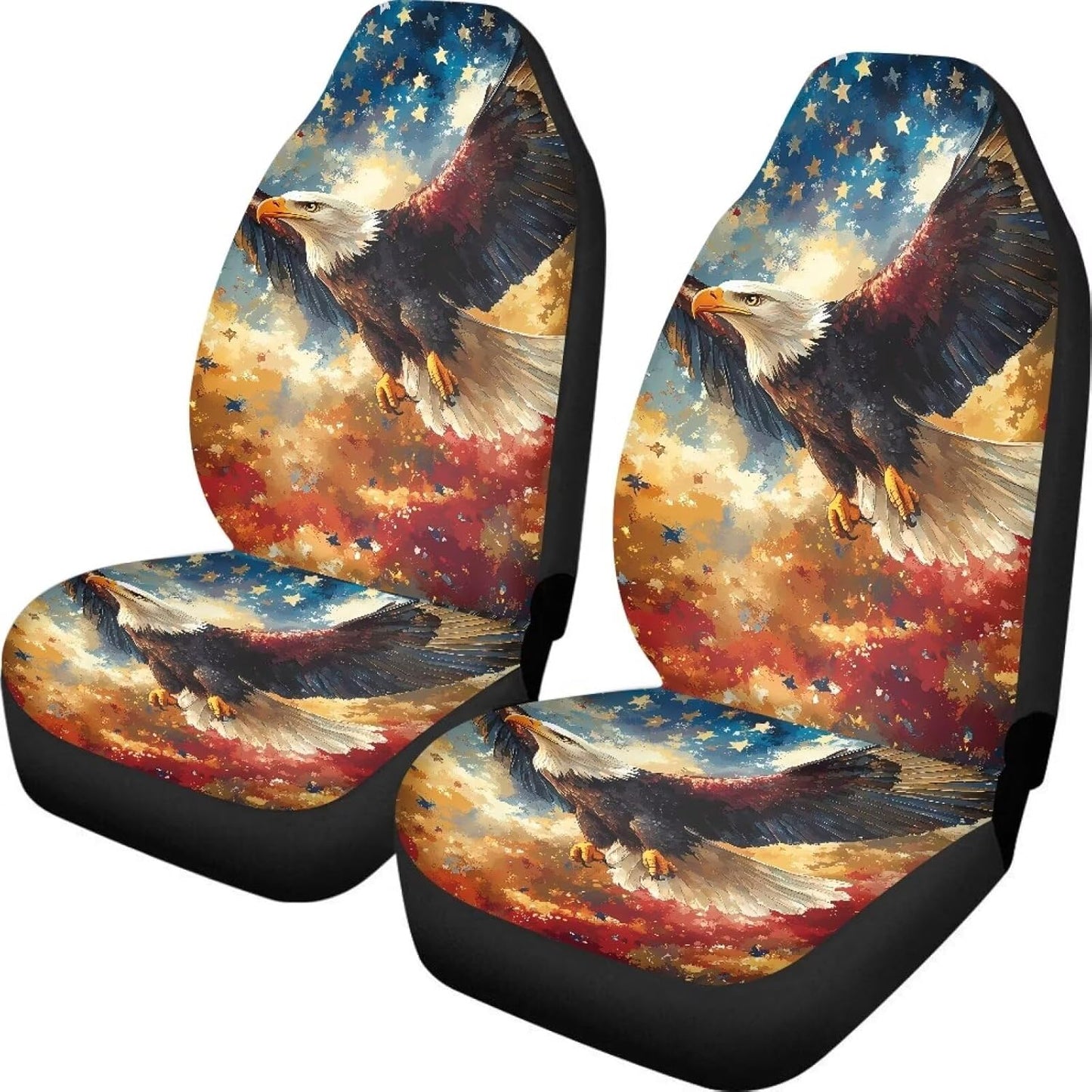 KEIAHUAN Galaxy Owl Car Seat Cover for Women Men, 2 Packs High Back Bucket Universal Fit Auto Seat Covers for Cars, Trucks, SUV, or Van