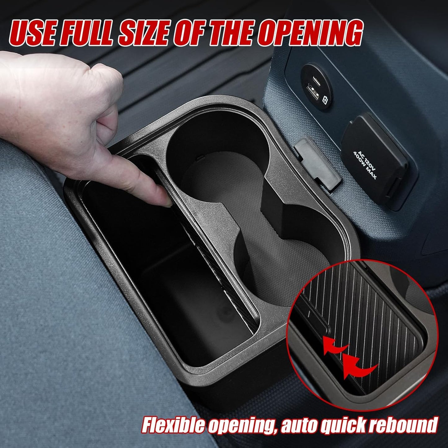 Mabett Trash Can for Ford Maverick 2022 2023, Multi-Function Maverick Accessories, Trash Bin with Cup Holder, Extra Rear Storage Box