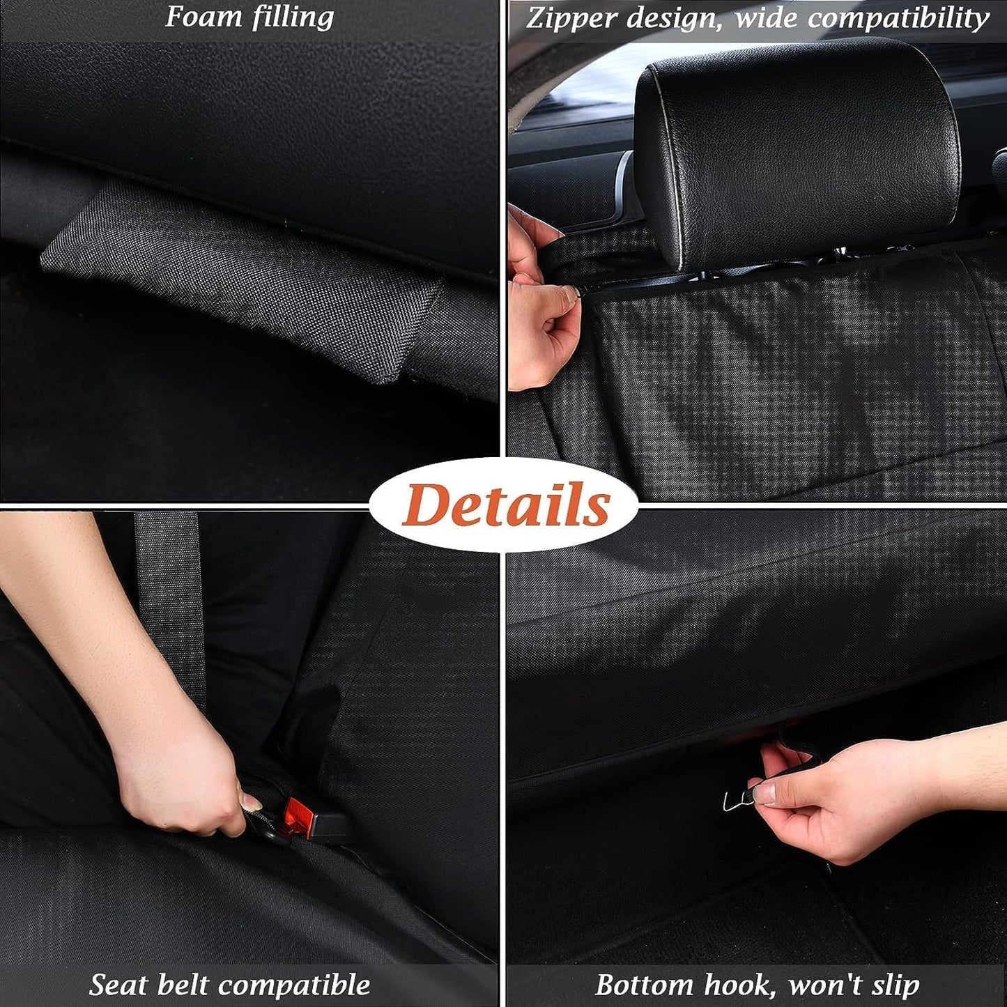 Coverado Car Back Seat Cover, Universal Oxford Back Seat Protector for Kids & Dogs, Waterproof Rear Seat Cover for Car, Car Seat Protector for Back Seat Fit for Cars Suvs Trucks and Vans(L,Black)