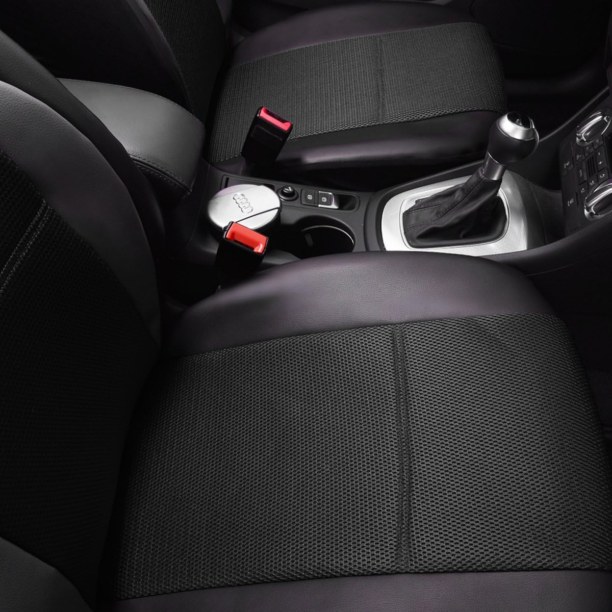 CAR PASS Luxurious PU Leather Automotive Universal Seat Covers Full Set for Vehicles,Cars,SUV,with Super 5mm Composite Sponge Inside,Airbag Compatible (Black and Black)