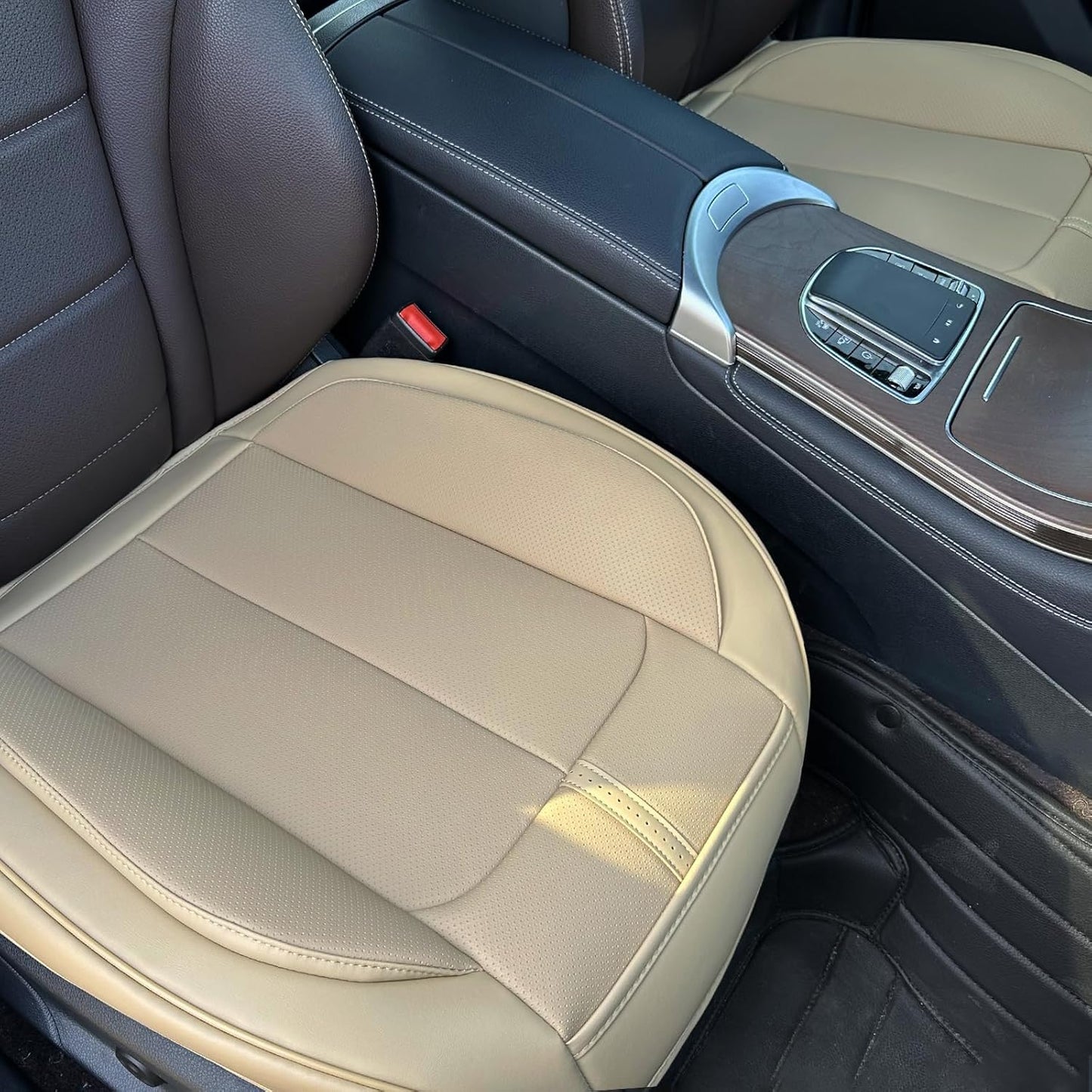 HOMOSTARRY 2 Pack Leather Front Car Seat Cover Bottom Only, Anti-Slip Padded Seat Cushion, Full Wrap Seat Protector with Storage Function Universal Fit for Most Cars, SUV, Pick-up Trucks (Red)