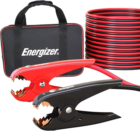 Energizer 1-Gauge 800A Heavy Duty Jumper Battery Cables 25 Ft Booster Jump Start - 25' Allows You to Boost Battery from Behind a Vehicle!