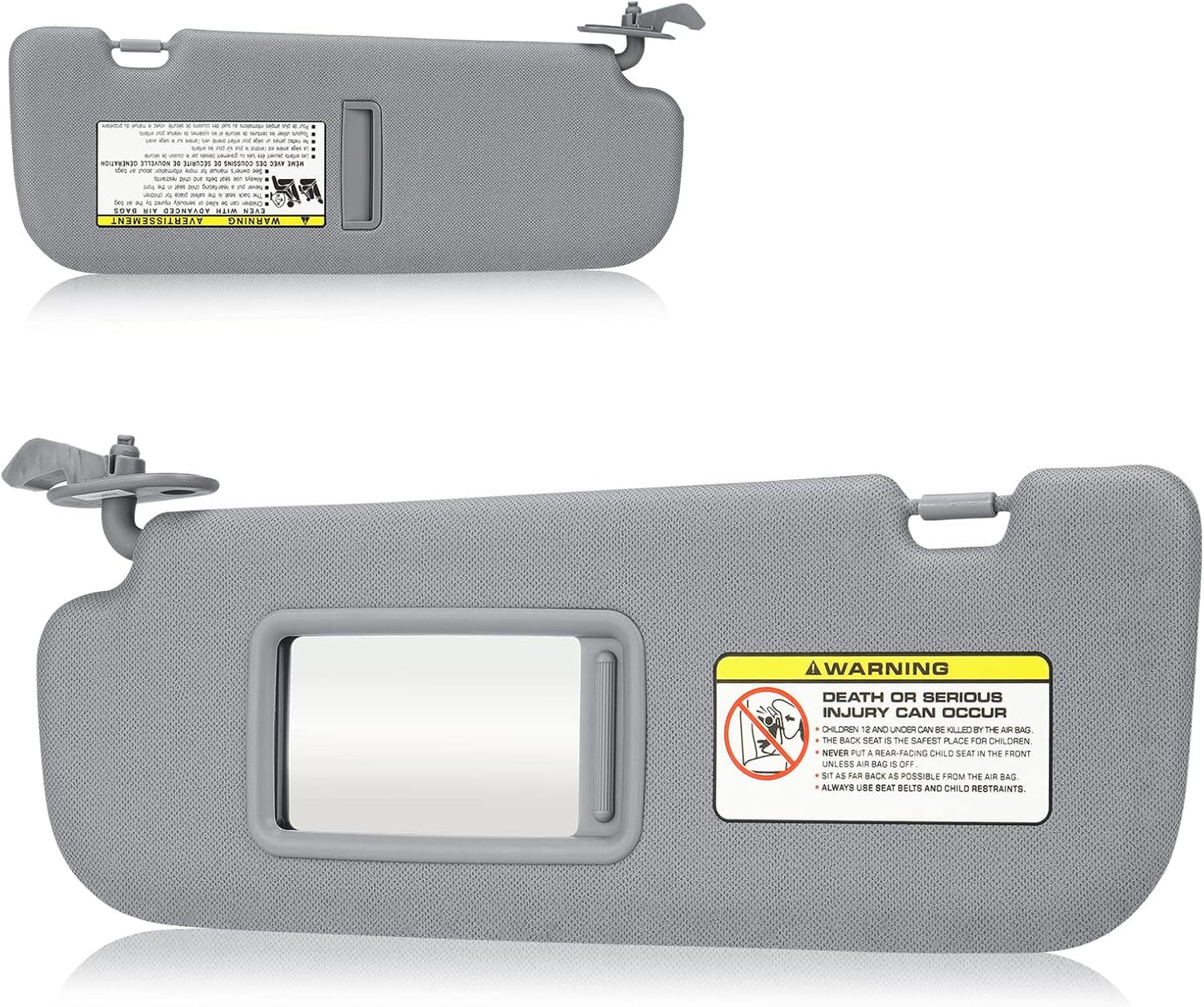 2Pcs Driver & Passenger Side Sun Visor Without Light Fit for Hyundai Elantra 2011 2012 2013 2014 2015, Replace for 852103X000TX, 852203X000TX Gray