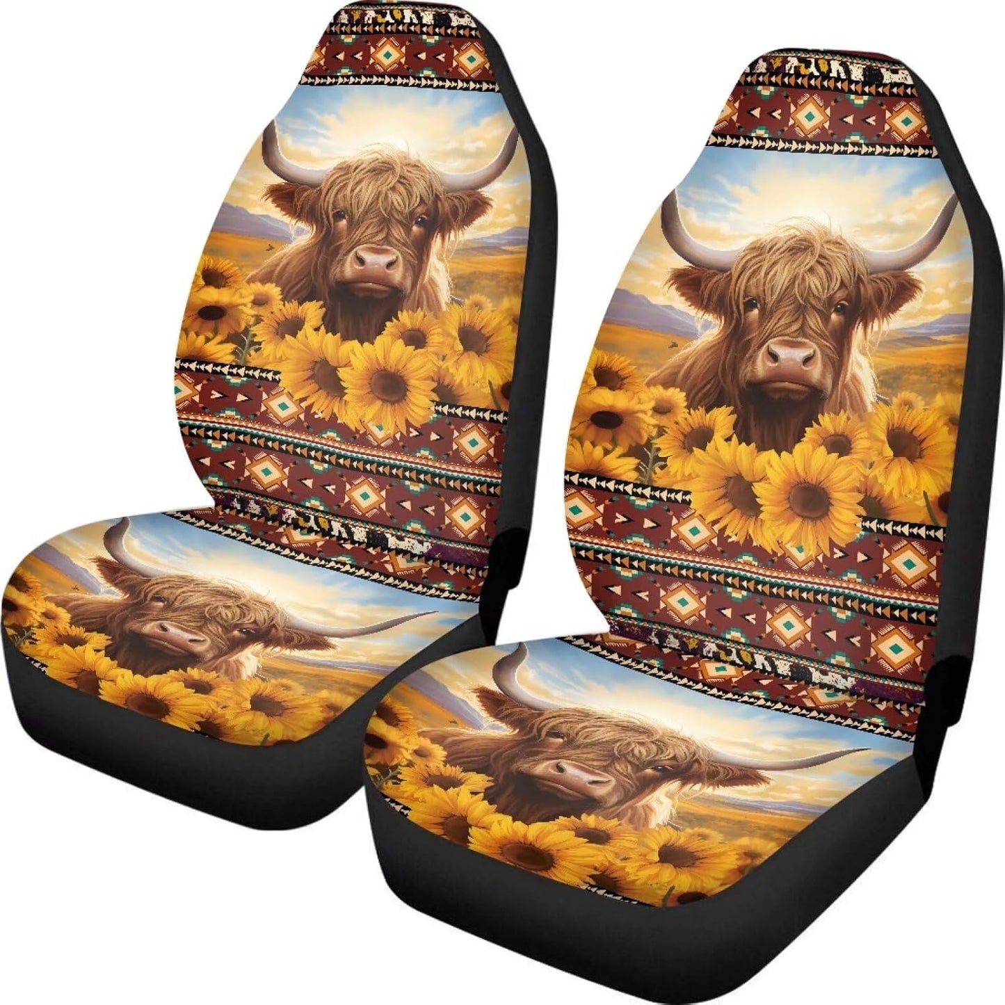 KEIAHUAN Galaxy Owl Car Seat Cover for Women Men, 2 Packs High Back Bucket Universal Fit Auto Seat Covers for Cars, Trucks, SUV, or Van