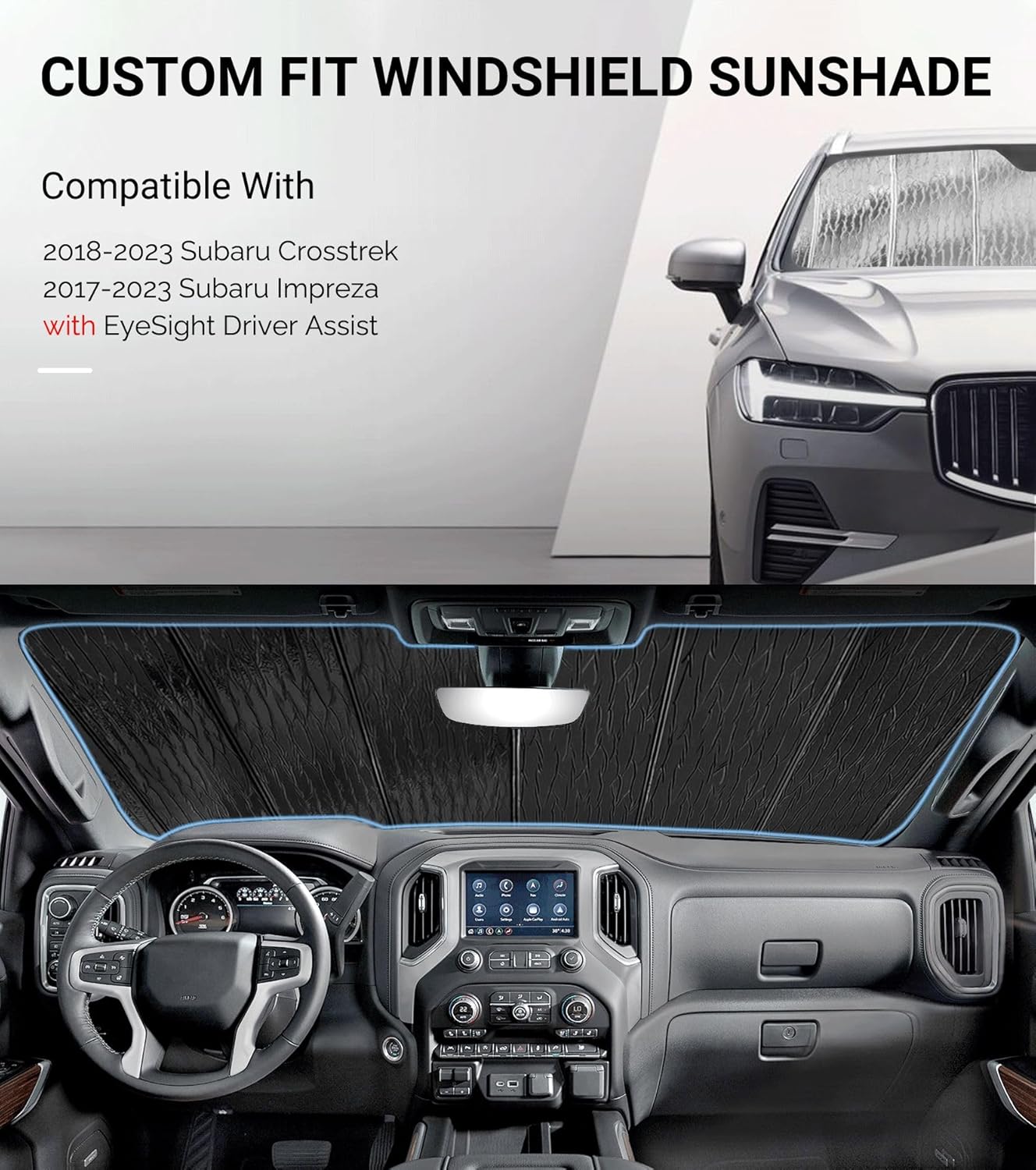 Pigenius Windshield Sunshade for Subaru Crosstrek 2018-2023, Impreza 2017-2023. with Eyesight Driver Assist- AstraGuard