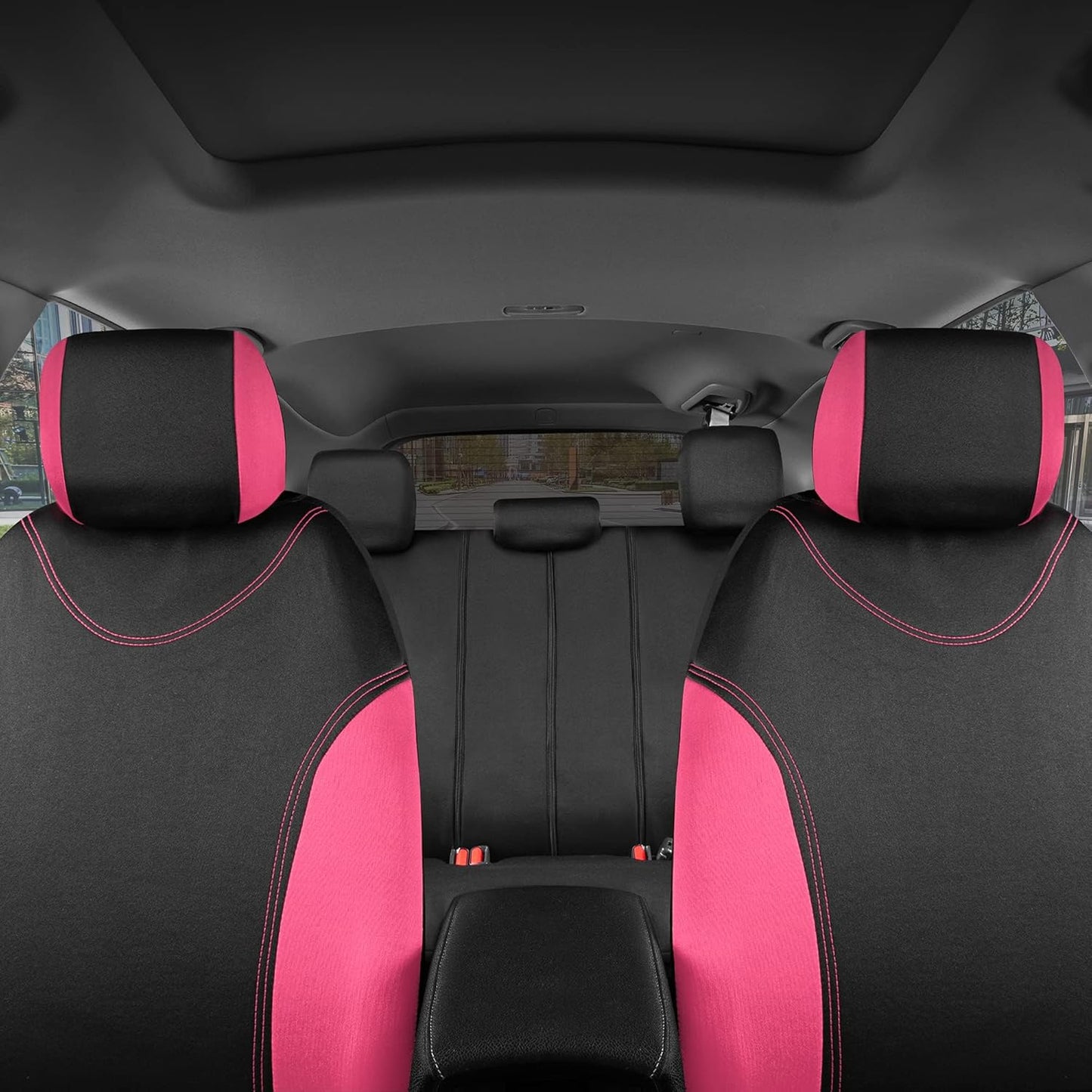BDK OS-334-PK Sleek and Stylish Car Seat Covers, Split Bench Option, 5 Headrests, Side Airbag Compatible