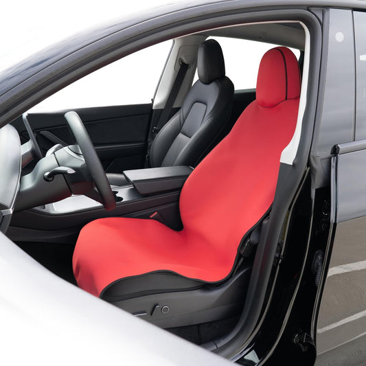 EVNV Tesla Model Y Seat Cover 2024 - Waterproof Neoprene Front Seat Protector - Fits 2018-2023 Model 3/Y, 1 Red Cover