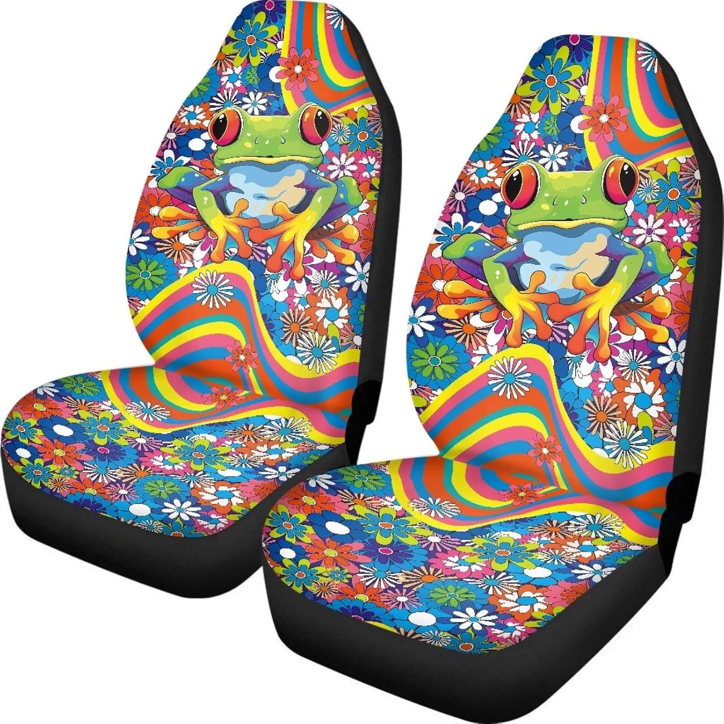 TOADDMOS Bohemian Colorful Mandala Patchwork Car Seat Covers Bucket Front Seats Protector,Universal Fit Cars,Sedan,SUV