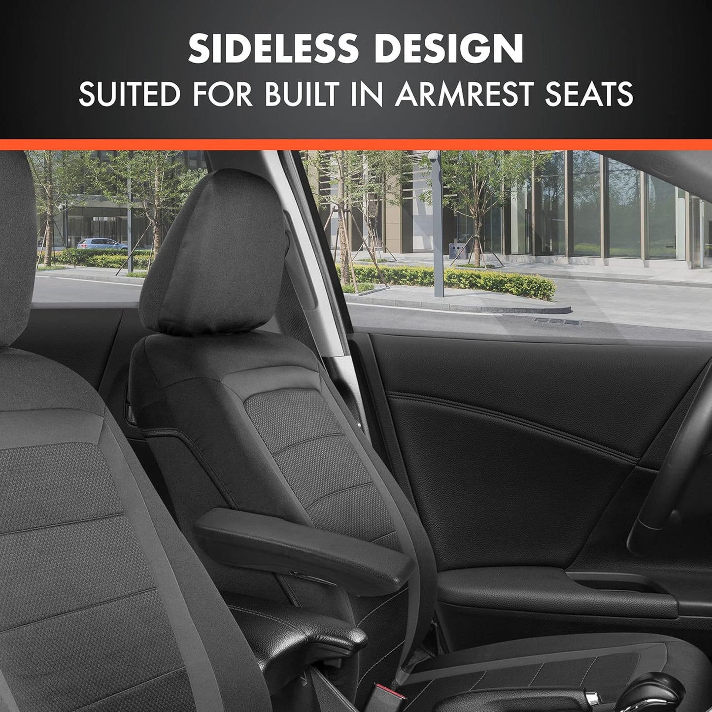 carXS FreshMesh Car Seat Covers Full Set with Charcoal Accent – Mesh Front Seat Covers with Split Bench Back Seat Protector, Interior Covers for Auto Truck Van SUV