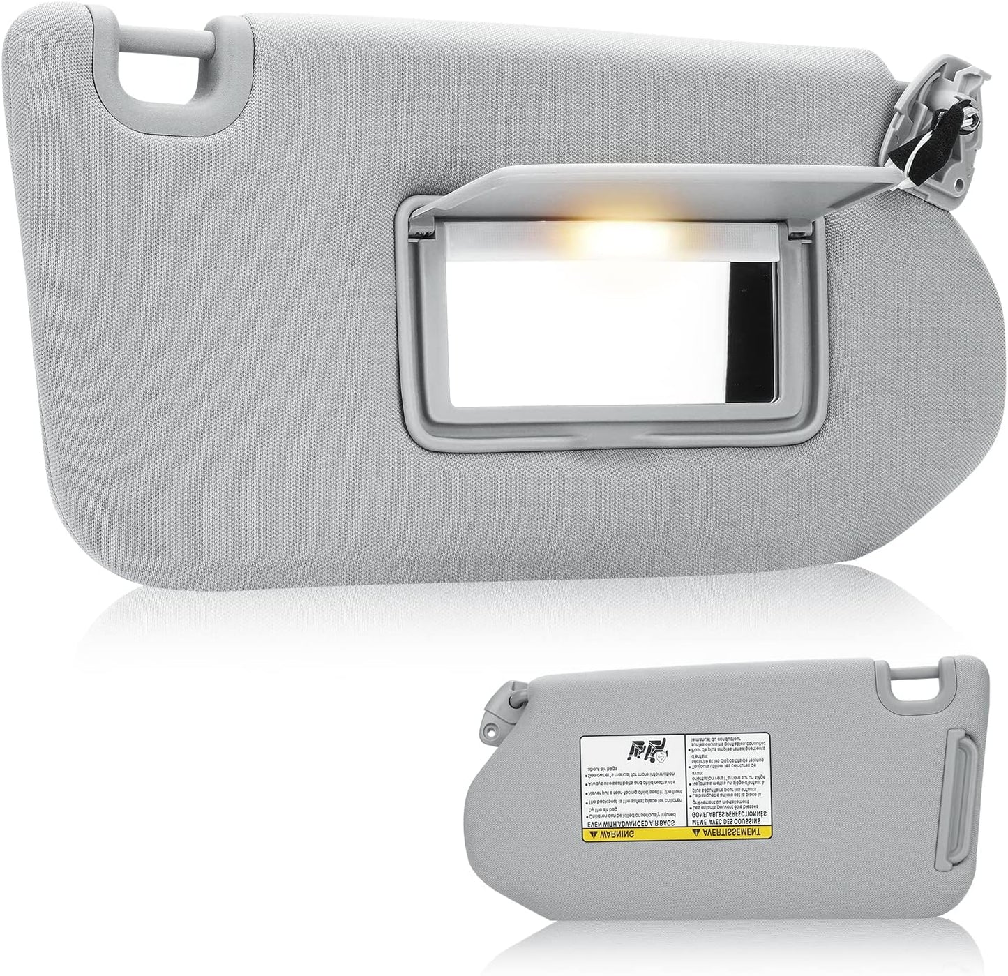Youxmoto Grey Left Driver and Right Passenger Side Sun Visor with Light, Replacement for Nissan Pathfinder 2013-2018 / for Infiniti QX60 2014-2017/ for Infiniti JX35 2013, for 96401-9PB0A, 96400-9PB0A