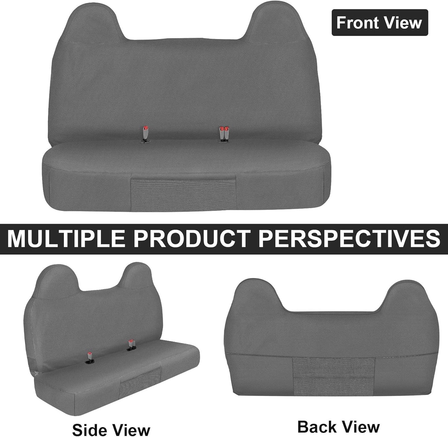 Front Bench Seat Cover Compatible with 1999-2007 Ford F250/F350/F450/F550 Work Truck with Front Solid Bench Seat, 600D Oxford Cloth Heavy Duty Waterproof Non-Slip Custom-fit Front Bench Seat Cover
