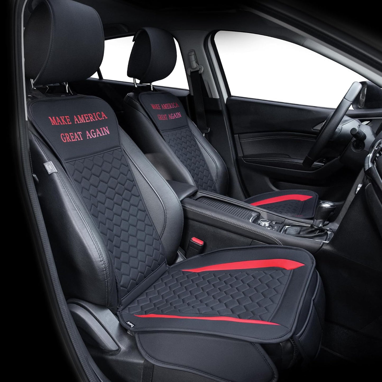 Elantrip 2PCs Front Car Seat Covers Leather Water Proof Seat Protector Universal fit for Most Cars SUVs and Trucks Black
