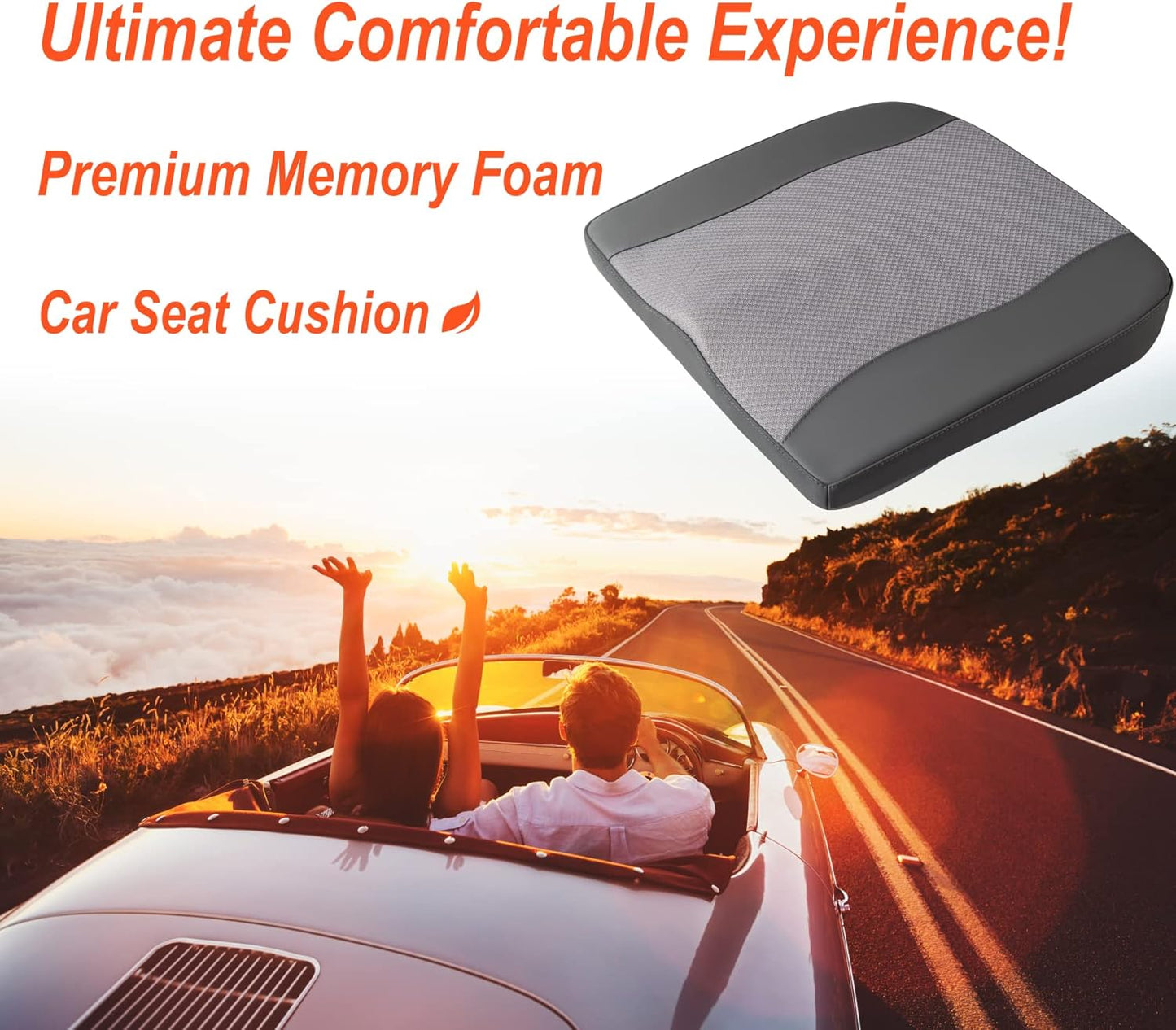 Lofty Aim Car Seat Cushion, Comfort Memory Foam Car Cushions for Driving - Sciatica & Lower Back Pain Relief, Seat Cushion for Car Seat Driver, Office Chair, Wheelchair -Dark Grey