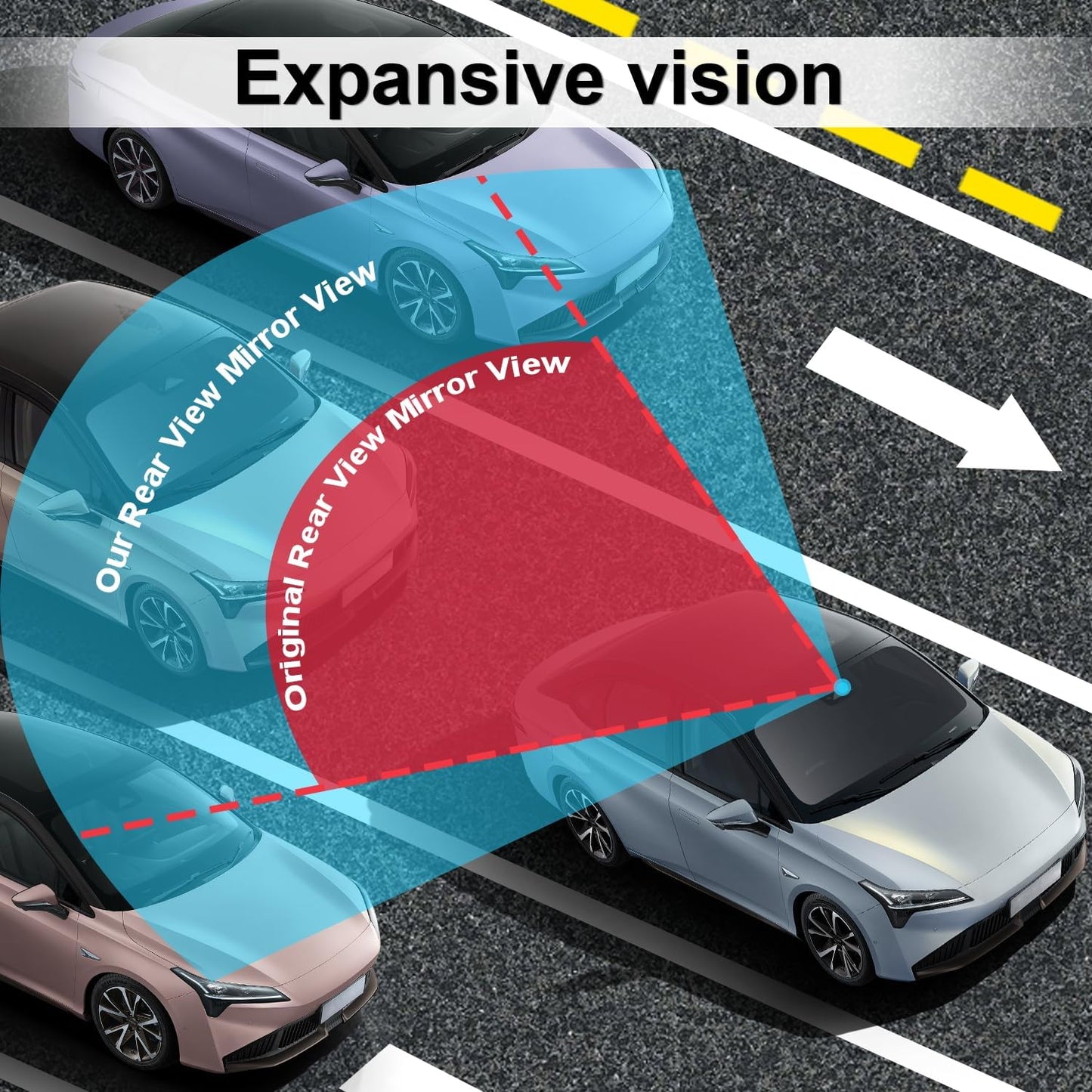 LivTee Anti Glare Rear View Mirror 12.4''(312mm), Wide Angle Panoramic Convex Curve Rearview Mirror Clip on Original Mirror to Eliminate Blind Spot and Antiglare for Cars SUV Trucks