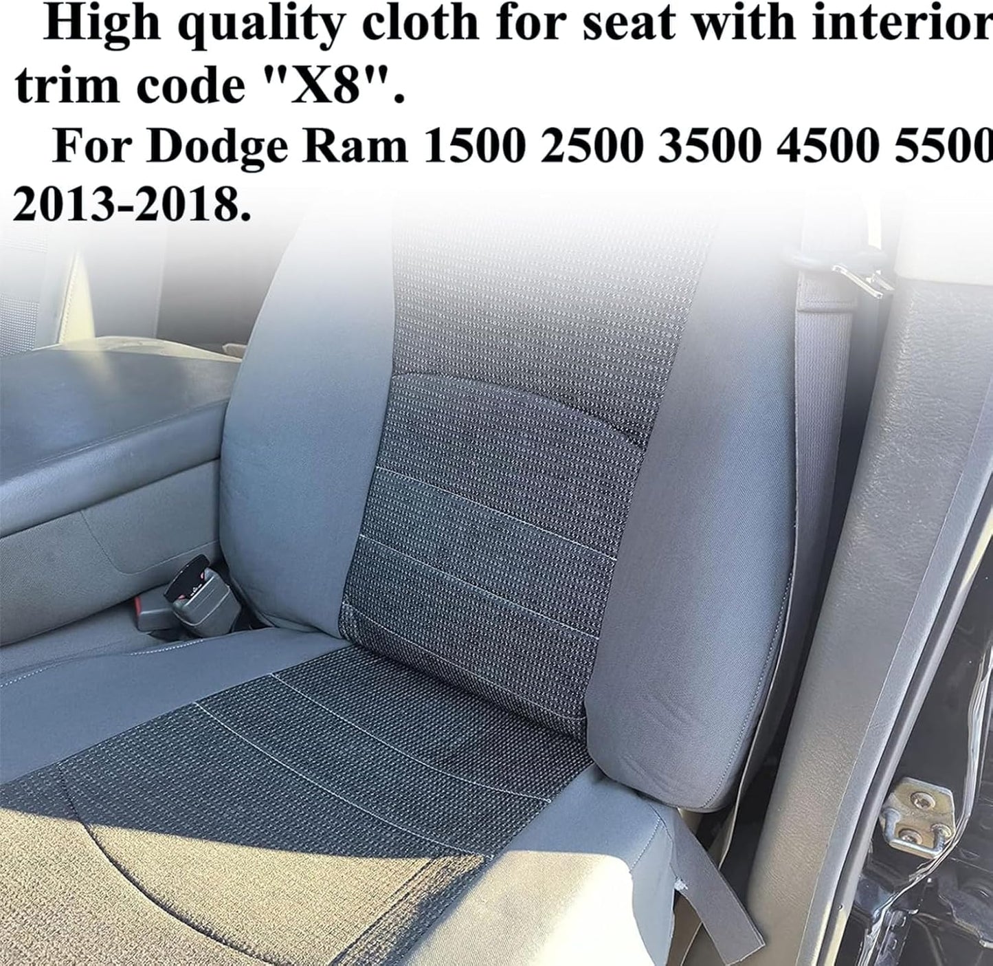 NLQR Front Driver Bottom Replacement Seat Cover Cloth Dark Gray #X8 Compatible with Dodge Ram Pickup 1500 2500 3500 4500 5500 2013-2018 Seat Cover Protector Cushion