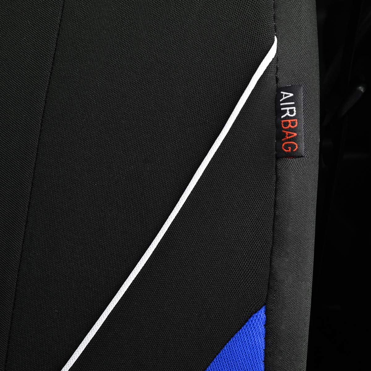 Flying Banner car seat Covers Fashion Sporty Full Set Pipping Front Rear Bench Protectors Rear Bench Split 40/60 50/50 60/40 Easy Installation (Blue Black)