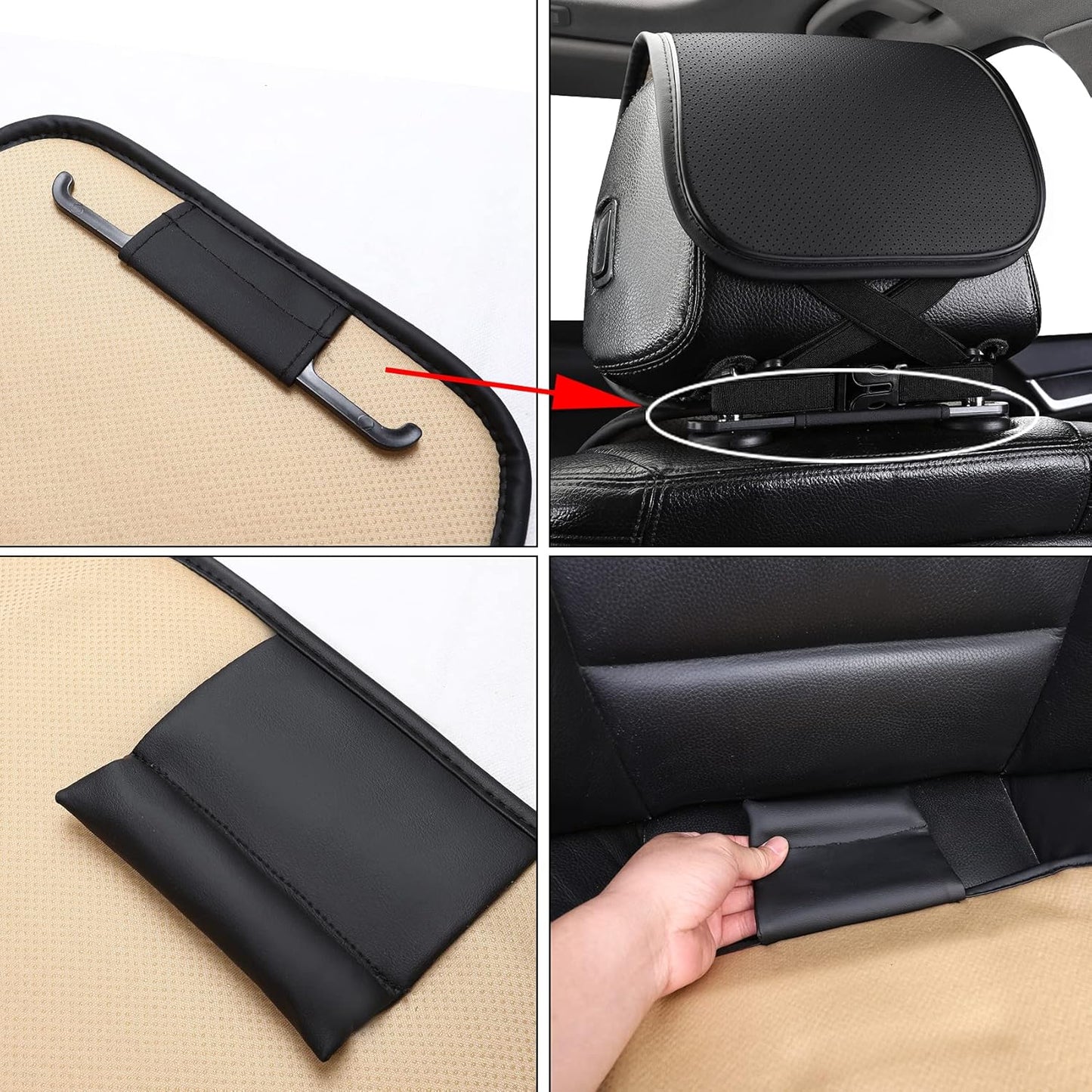Coverado Leather Front Seat Covers, Waterproof Seat Covers for Cars with Velvet, Car Seat Protector Universal Fit for Most Vehicles(Black&Gray)