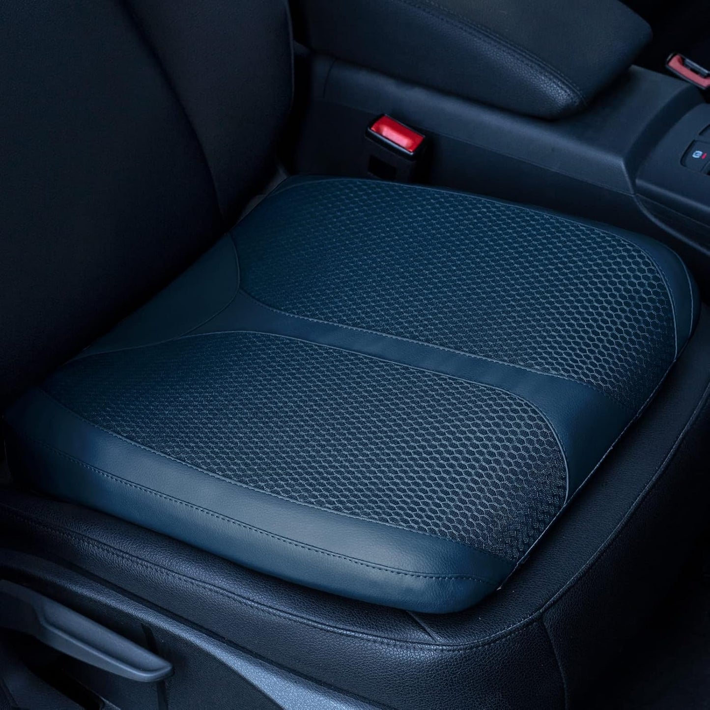 QYILAY Leather Car Memory Foam Heightening Seat Cushion for Short People Driving,Hip(Coccyx/Tailbone) and Lower Back Pain Relief Butt Pillows,for Truck,SUV,Office Chair,Wheelchair,etc. (Blue