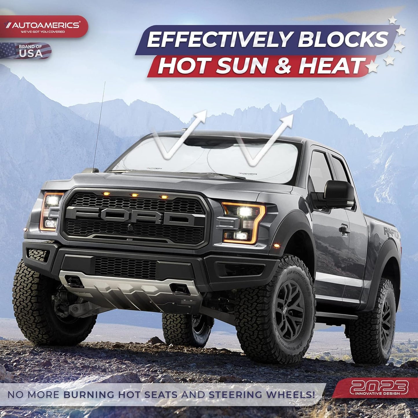 Autoamerics 1-Piece Windshield Sun Shade Standard Silver Foldable Car Front Window Sunshade for Most Cars SUV Truck - Heat Blocker Visor Protector Blocks Max UV Rays and Keeps Your Vehicle Cool Large