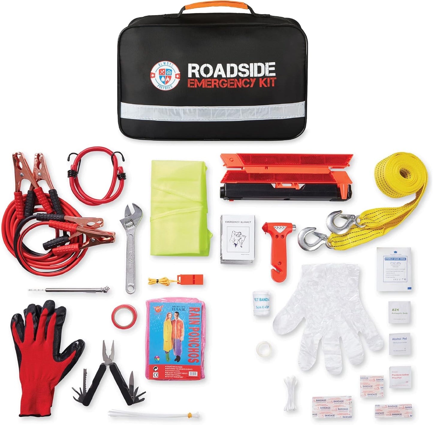 Always Prepared 125-Piece Roadside Assistance Auto Emergency Kit with Jumper Cables