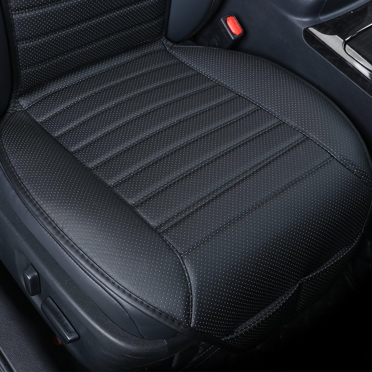 DINKANUR Breathable PU Leather Auto Universal Car Seat Covers Car Interior Driver and Passenger Seat Cover Car Seat Cushions for Cars (2 PCS) (Black-B)