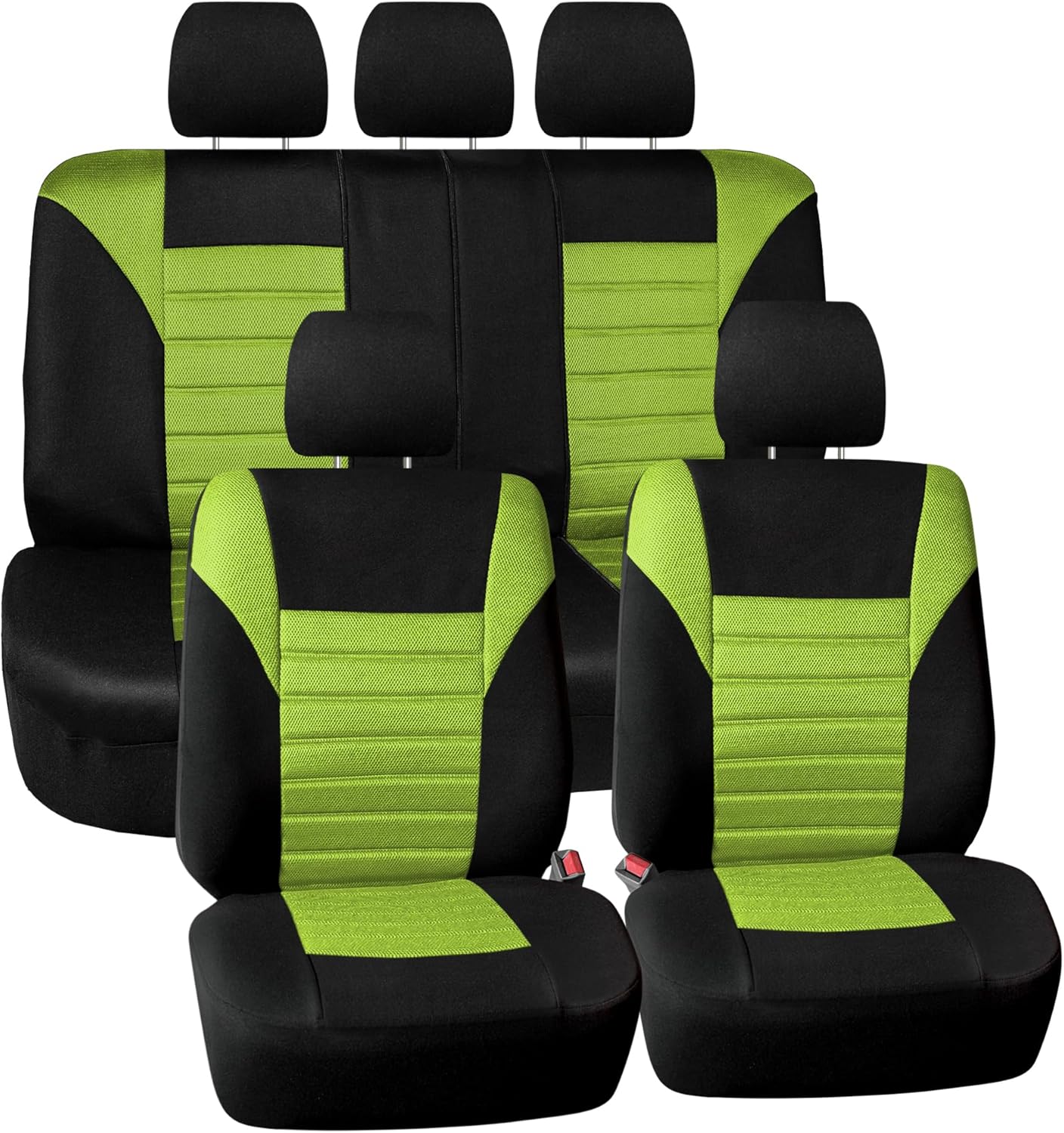 FH Group Car Seat Covers Full Set 3D Air Mesh - Universal Fit, Automotive Seat Covers, Low Back Seat Cover, Airbag Compatible,Split Bench Rear Seat,Washable Car Seat Cover for SUV, Sedan Pink