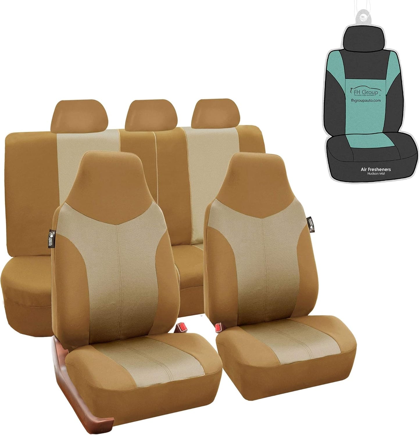 FH-FB115114 Red/Black Semi Customed Fit Solid Polka Dots Flat Cloth Auto Seat Covers Full Set