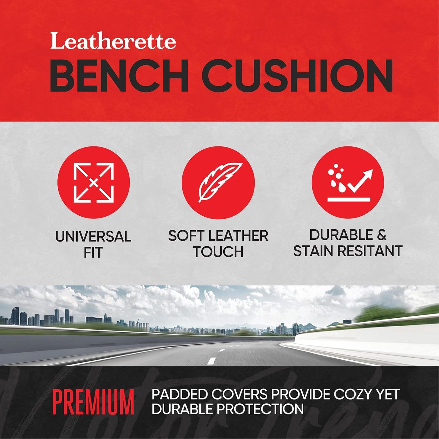 BDK Auto MTSC-421-CC: Motor Trend Pu Leather Seat Cushion/Charcoal