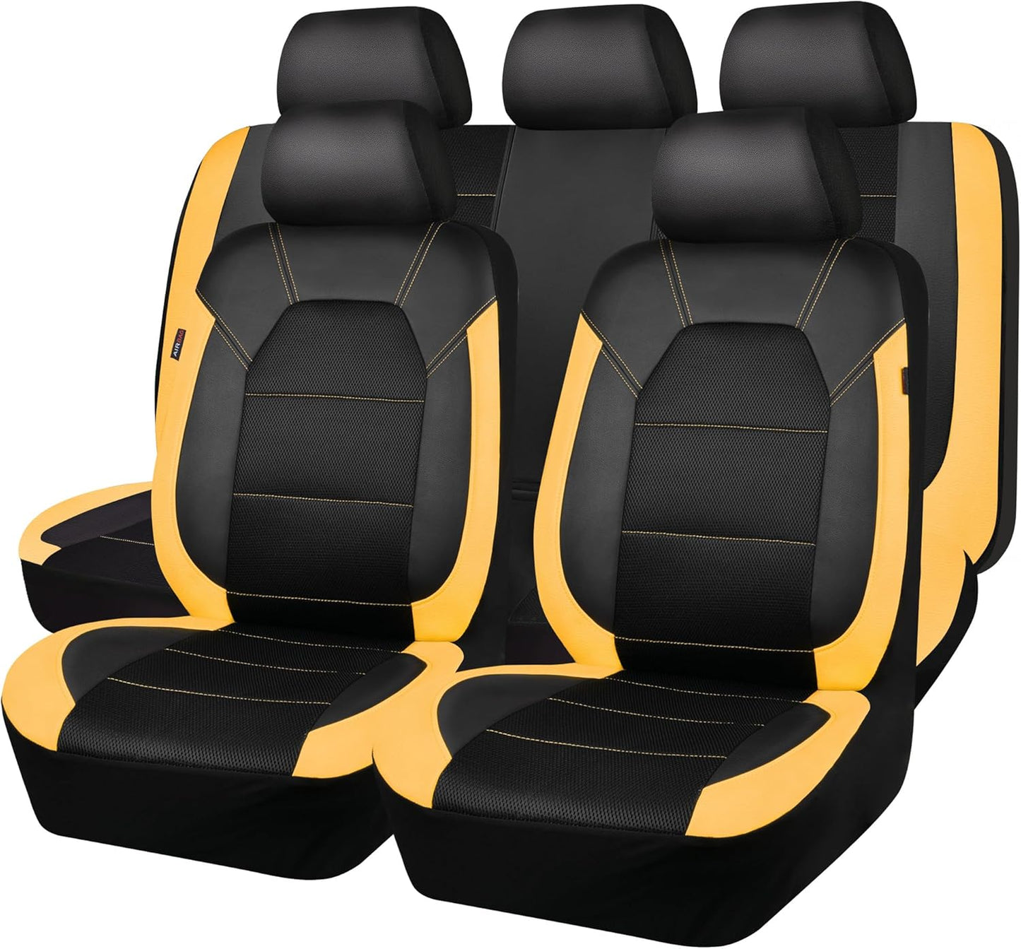 CAR PASS Leather Car Seat Covers Front Seats only, with Air Mesh Front Seat Covers Breathable, Cool Automotive Seat Covers 2 Pack, Universal Fit Most Cars,SUV,Truck,Van Airbag Compatible(Black Green)