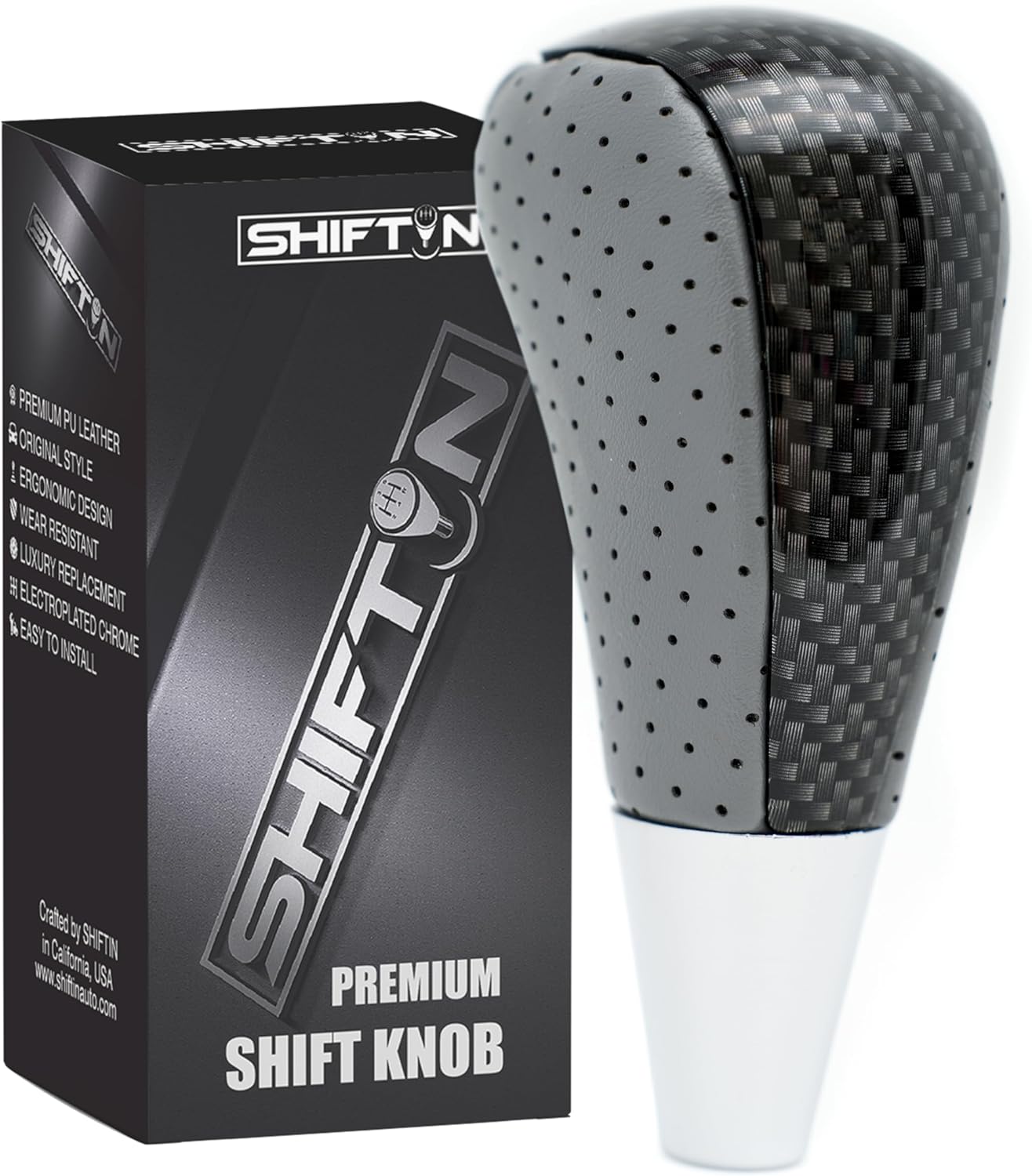 SHIFTIN Leather Wood Gear Shift Knob for Toyota Avalon Yaris 4Runner Land Cruiser Sienna Camry Solara Tacoma and Lexus ES300 ES330 GS300 GS400 GS430 SC300 SC400 (Black Leather/Piano Black)