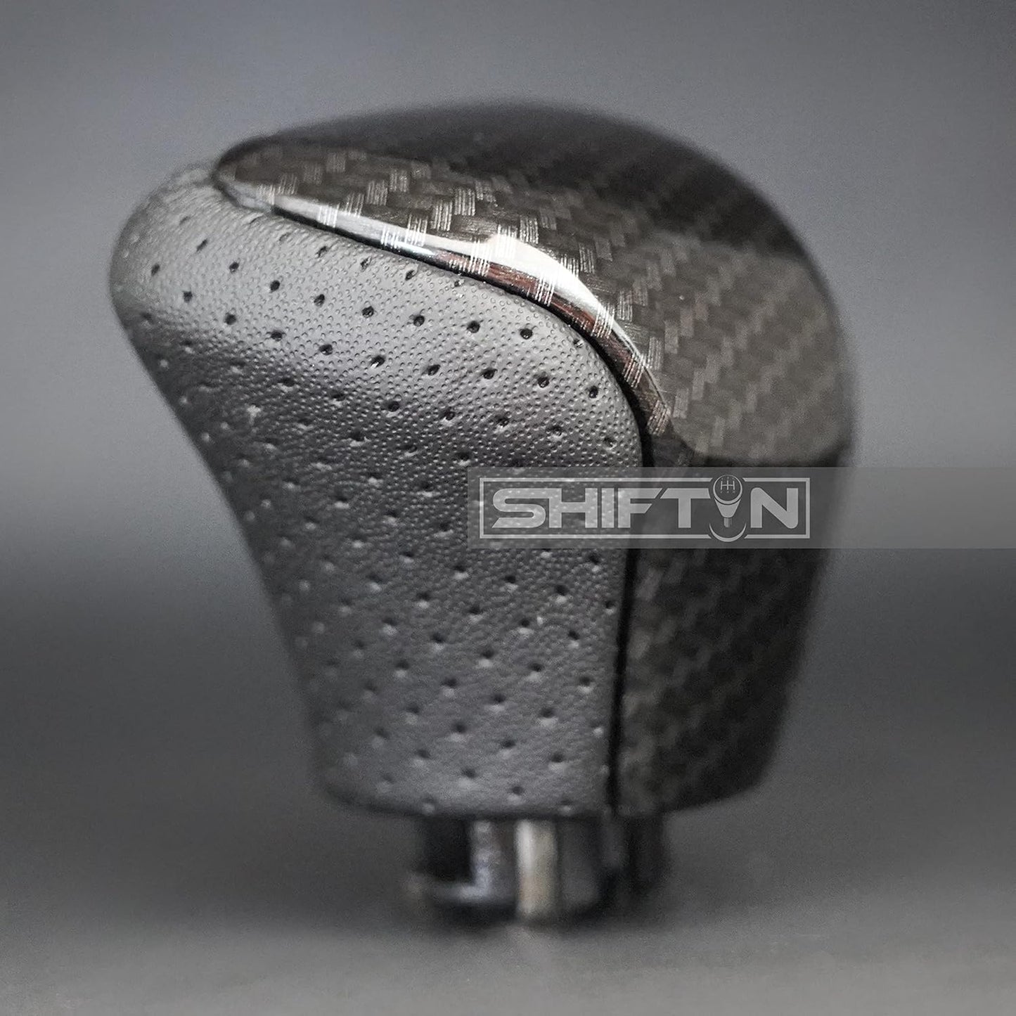 SHIFTIN Leather & Carbon Fiber Wood Trim Gear Shift Knob Gearbox Shifter for Lexus LS460 F-Sport LS-460-L LS600 LS-600h-L and Fits Lexus LX570 LX 570 (Black Leather / Carbon Fiber Pattern)