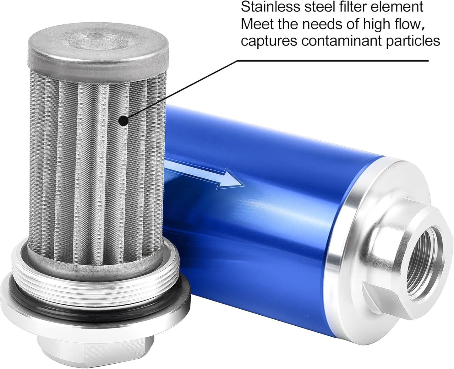 EVIL ENERGY 30 Micron Fuel Filter with 6AN 8AN 10AN Adapter&Bracket Clamp 60MM Universal