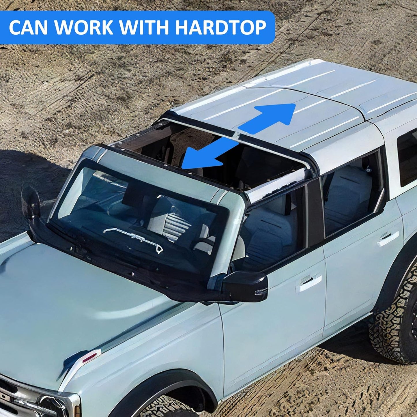 RERPRO Sunshade Compatible with 2021 2022 2023 2024 2025 New Ford Bronco 4 Door Sun Shade Bikini Top Roof Bimini Soft Mesh Net Exterior Accessories, Blocks UV Wind Noise, Black