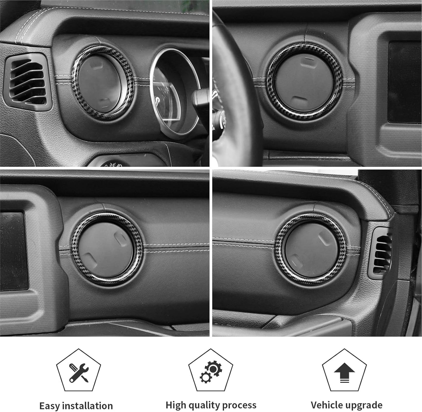 Voodonala for Jeep JL Dash Air Conditioning Outlet Bezel Ventilation Grille Embellishment Trim for 2018-2023+ Jeep Wrangler JL JLU Gladiator JT Trunk Interior Accessories Carbon Fiber
