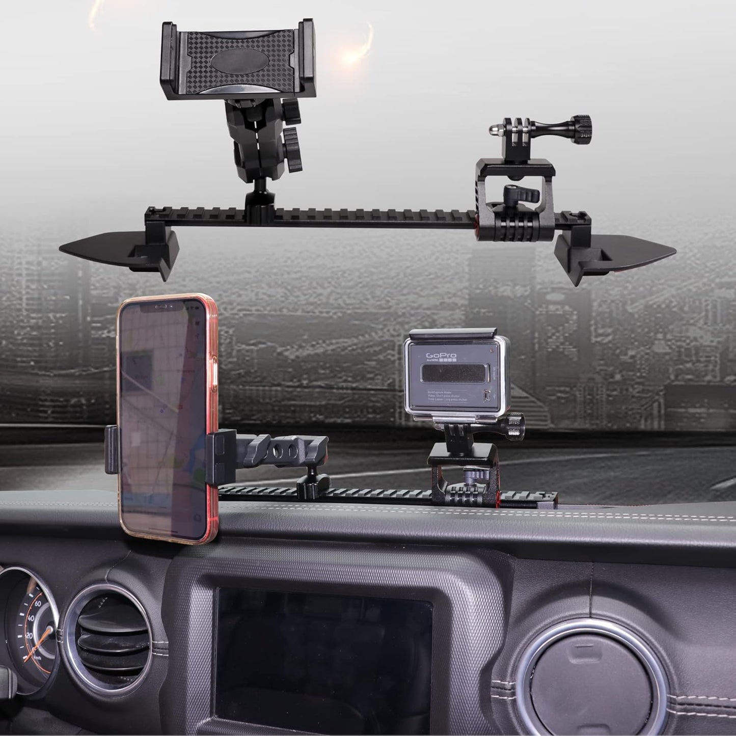 BESTAOO JL Dash Multi-Mount Phone Holder, for 2018-2023 Jeep Wrangler JL JLU & Gladiator JT, Multifunction, Action Camera Holder and Platform Phone Stand
