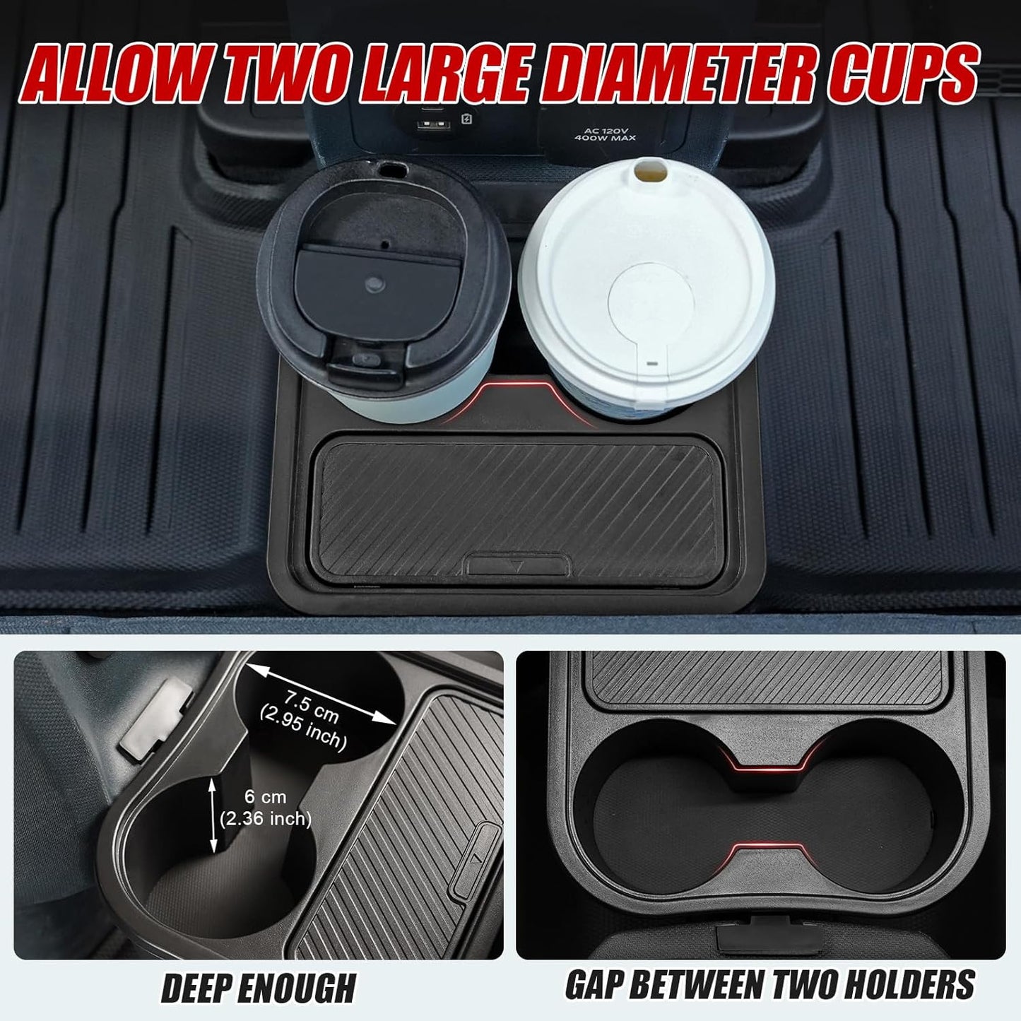 Mabett Trash Can for Ford Maverick 2022 2023, Multi-Function Maverick Accessories, Trash Bin with Cup Holder, Extra Rear Storage Box