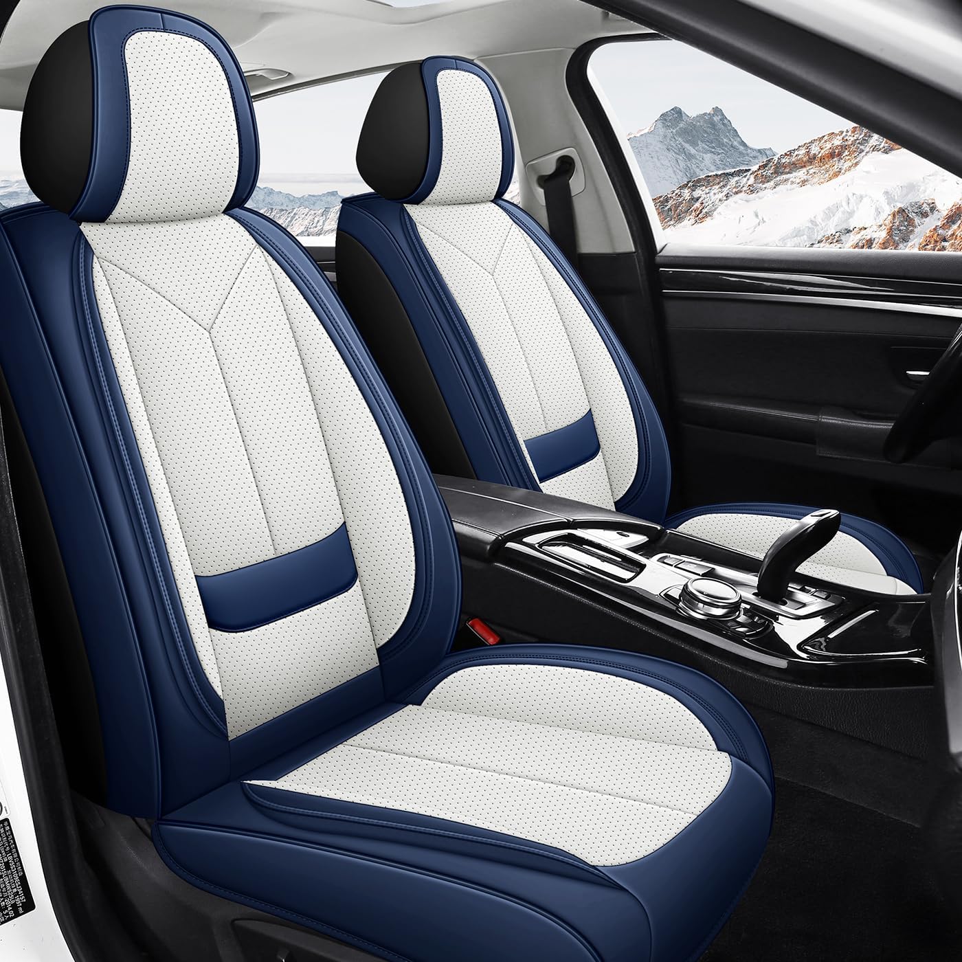 QUYDDC Car Seat Covers Full Set 3D Foam Back Support, 2 Front Seats Universal Fit for Most Trucks,Sedan and SUVs, Waterproof PU Leather Super Breathable, Storage Bags, All Season, Red +White