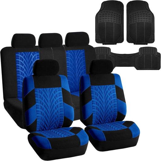 FH Group Travel Master Full Set Car Seat Covers– Universal Fit for Cars Trucks and SUVs (Blue) FB071115 + F11306