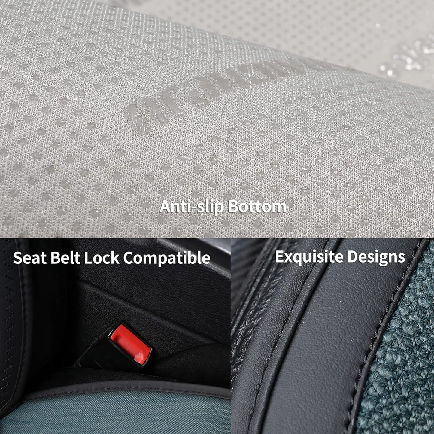 Coverado Car Seat Cushions, Washable Seat Covers Protector Front Pair, Compatible with Most Cars, SUVs, Trucks and Vans(2PCS, Green)