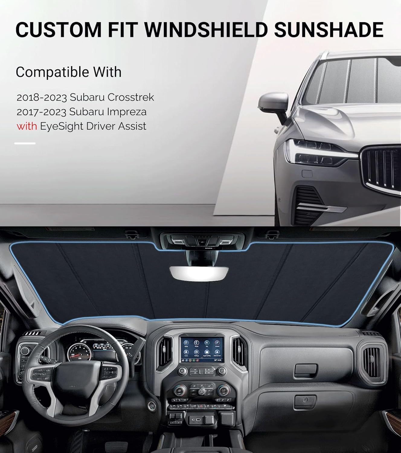 Pigenius Windshield Shade for 2018-2023 Subaru Crosstrek/2017-2023 Impreza, with EyeSight Driver Assist - Safeguard