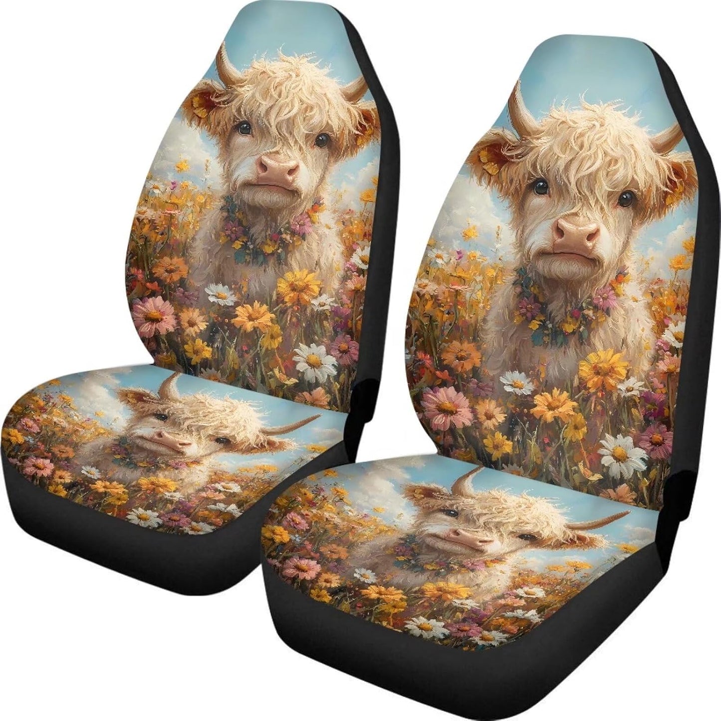 KEIAHUAN Galaxy Owl Car Seat Cover for Women Men, 2 Packs High Back Bucket Universal Fit Auto Seat Covers for Cars, Trucks, SUV, or Van