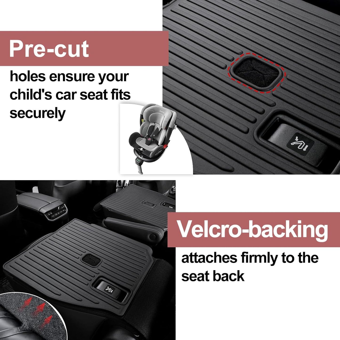 HOUCLEMIC Kick Mats for Grand Highlander Accessories, 2nd Row All-Weather TPE Seat Back Covers Backrest Mats for 2024 Grand Highlander Accessories (7 Seater Captain Chairs Only), CXHW2023G0005H