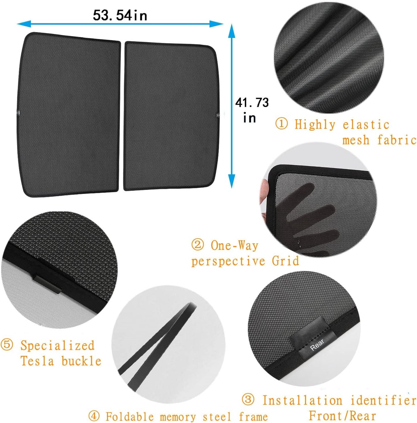 Newellev Tesla Model Y Sunshade Roof Windows Shade Reject UV/Heat Won't Sag Glass Roof Sunshade Fit for Model Y Accessories 2022 2021 2020 (Set of 2)… MY Roof Sunshade