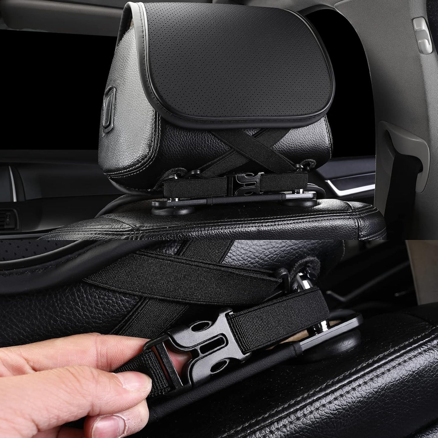 Coverado Leather Front Seat Covers, Waterproof Seat Covers for Cars with Velvet, Car Seat Protector Universal Fit for Most Vehicles(Black&Gray)