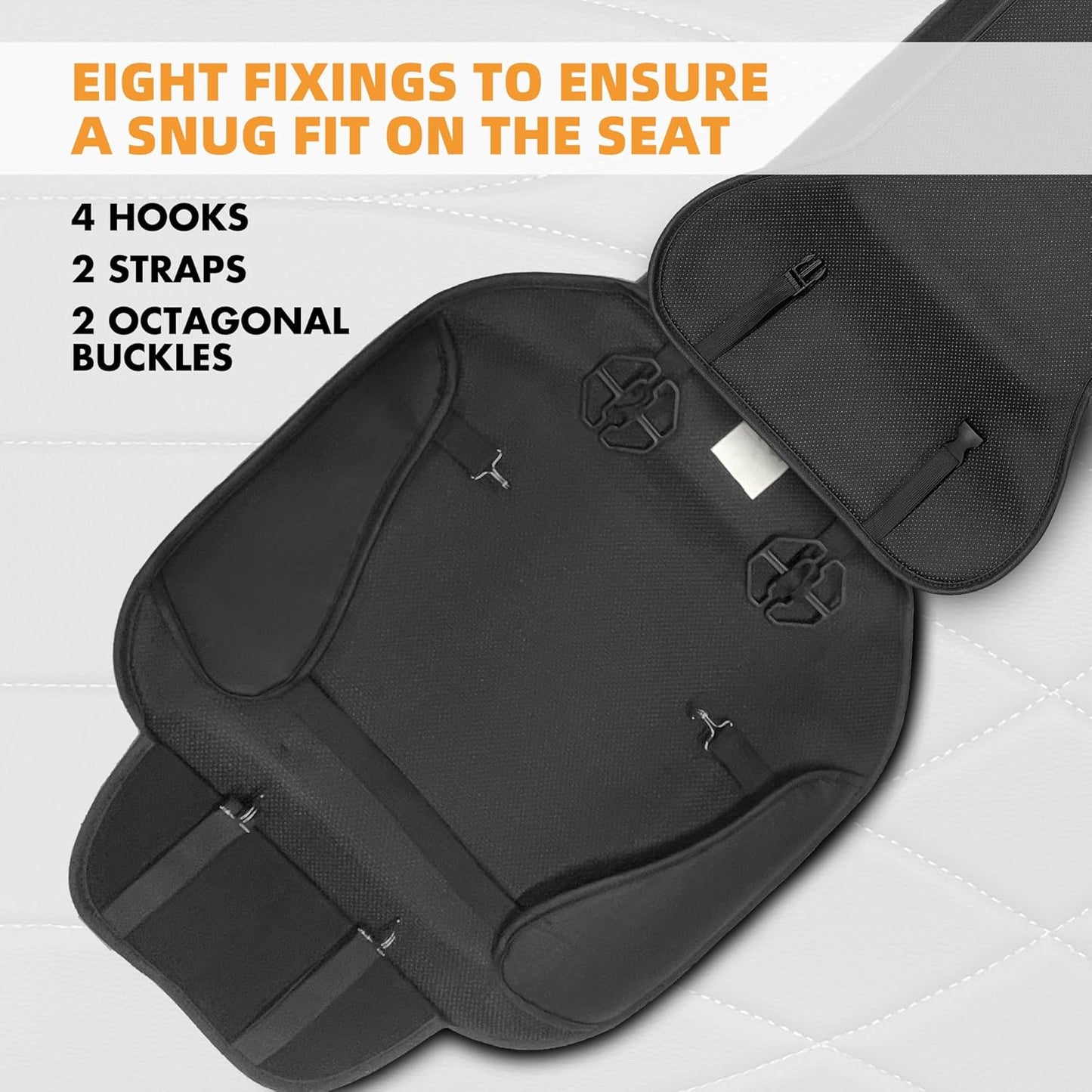 Elantrip Front Seat Covers Waterproof Leather Car with Shoulder Protection & Organizer Pockets - Universal Fit for Cars, SUVs, Trucks - Black (1 Pair)